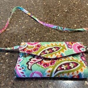 Vera Bradley Tutti Frutti Quilted Floral Crossbody Clutch - Aqua, Pink & Green